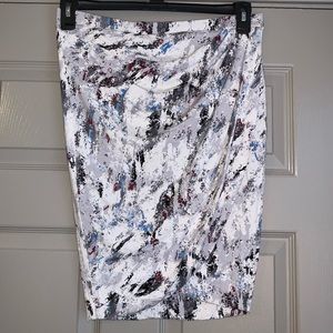 Grey Marble Print Tulip Front Skirt